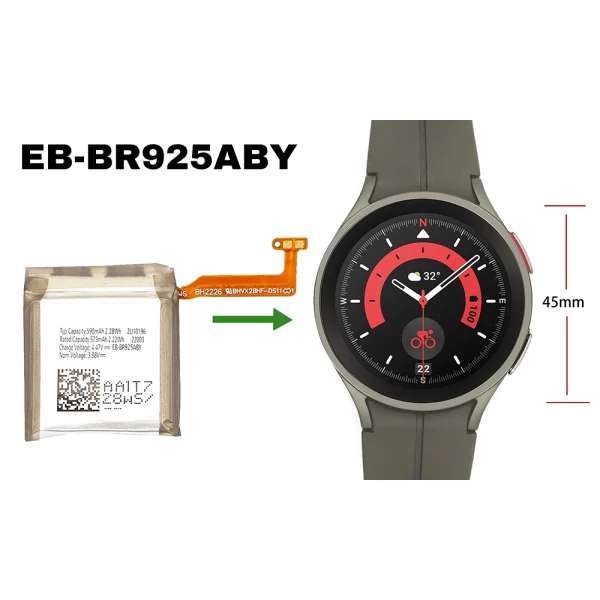 Batteria di ricambio EB-BR925ABY per Samsung Galaxy Watch 5 Pro (45mm) SM-R920 SM-R925 - immagine 4