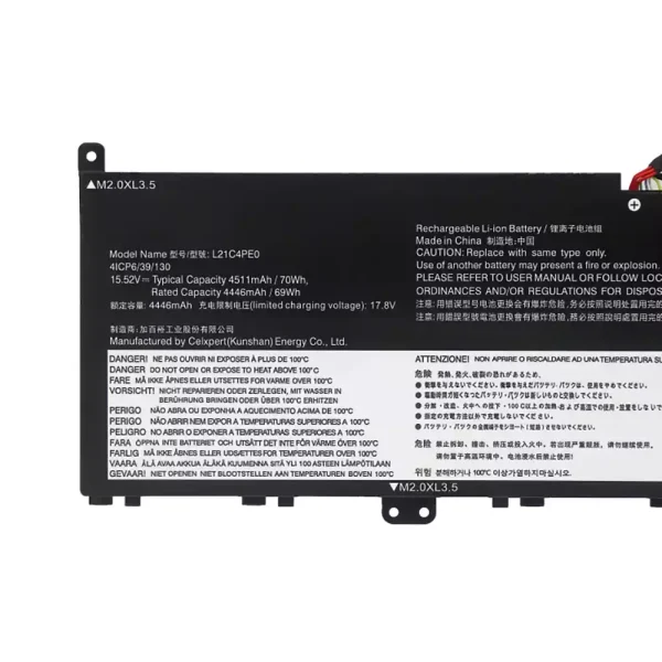Batteria per computer portatile Lenovo L21C4PE0 L21D4PE0 L21M4PE0 L21M4PC7 L21C4PC7 L21C4PC4 - immagine 3