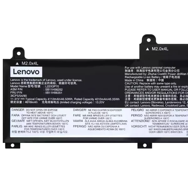 Batteria per computer portatile LENOVO L22B3P70 L22X3P70 L22M3P70 - immagine 3