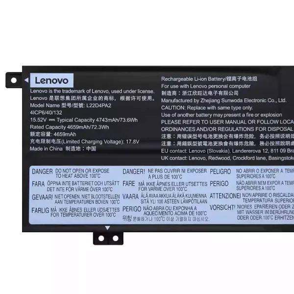 Batteria per computer portatile LENOVO L22C4PA2 L22D4PA2 L22M4PA2 - immagine 3