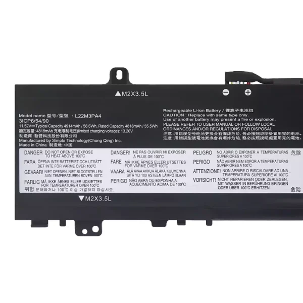Batteria per computer portatile LENOVO L22M3PA4 L22B3PA4 L22C3PA4 L22B3PA3 L22C3PA3 L22M3PA3 - immagine 3