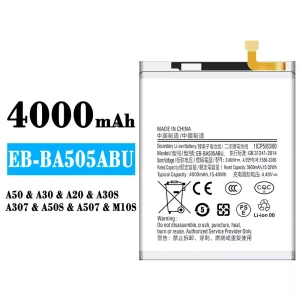Batteria EB-BA505ABU per Samsung A50/A30/A20/M10S/M107/A30S/A307/A50S/A507