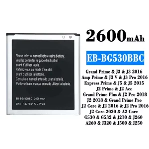 Batteria EB-BG530BBC per Samsung J3/J3 2016/J3 V/J3 Pro 2016/J5/J5 2015/J2 Ace/J2 Pro 2018/J2 2018/J2 Core/J2 2016/J2 Pro 2016/J2 Core 2020/A2 Core