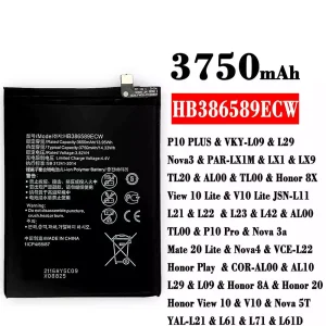 Batteria HB386589ECW per HUAWEI P10 PLUS /Honor 8X / View 10 Lite / V10 Lite / P10 Pro / Nova 3a /Mate 20 Lite / Nova4 / Honor 8A / Honor 20 / Honor View 10 / V10 / Nova 5T