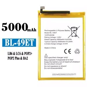 Batteria BL-49ET per Tecno LB6 / LC6 / POP2+ / POP2 Plus /BA2