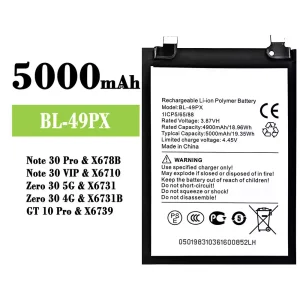 Batteria BL-49PX per Infinix Note 30 Pro / Note 30 VIP / Zero 30 5G / Zero 30 4G / GT 10 Pro