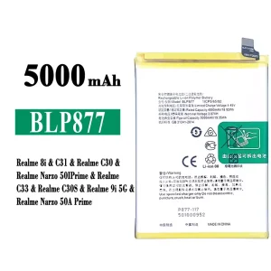 Batteria BLP877 per OPPO Realme 8i / Realme C31 / Realme C30 / Realme Narzo 50I Prime / Realme C33 / Realme C30S /  Realme 9i 5G / Realme Narzo 50A Prime