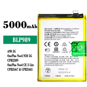 Batteria BLP989 per OPPO A98 5G /OnePlus Nord N30 5G /OnePlus Nord CE 3 Lite
