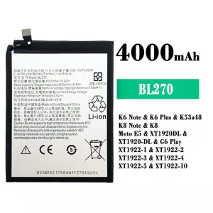 Batteria BL270 per Lenovo K6 Note / K6 Plus / K8 Note / Moto E5 / G6 Play