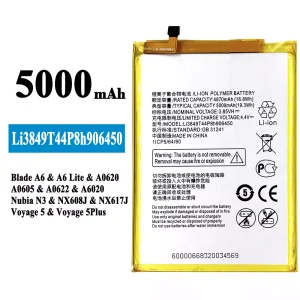 Batteria Li3849T44P8h906450 per ZTE Blade A6/A6 Lite/Nubia N3/Voyage 5/Voyage 5 PLUS