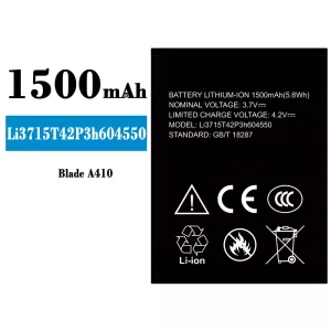 Batteria Li3715T42P3h604550 per ZTE Blade A410