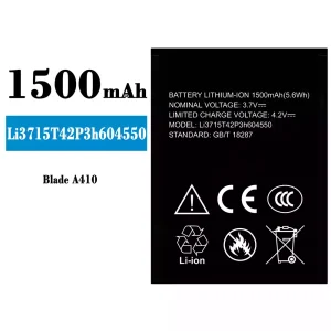 Batteria Li3816T43P4h604550 per ZTE Blade A410