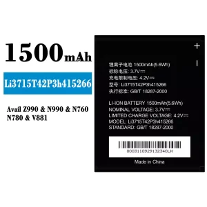 Batteria Li3715T42P3h415266 per ZTE Avail Z990/N990/N760/N780/V881