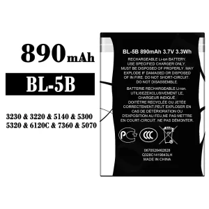 Batteria BL-5B per Nokia 3230/3220/5140/5300/5320/7360/6120C/5070