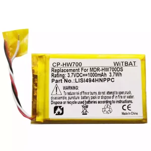 Batteria di ricambio per cuffie Sony Walkman NWZ-A15,NWZ-A16,NWZ-A17,MDR-HW700DS